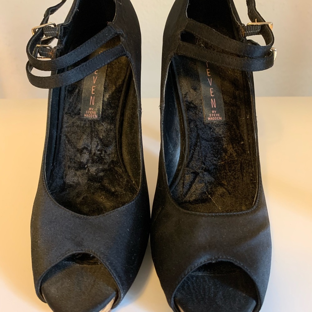 Steven by Steve Madden | satin+cork peep toe |sz 8 - Picture 2 of 15